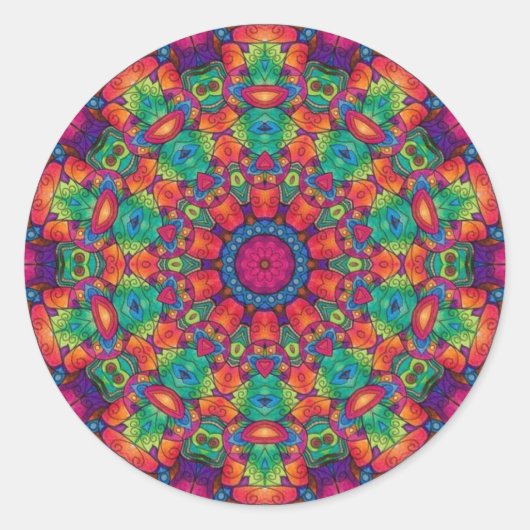 Polychrome Maze Mandala Runder Aufkleber (Vorderseite)