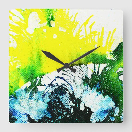 Polychromoptik #2A von Michael Moffa Quadratische Wanduhr (Vorderseite)
