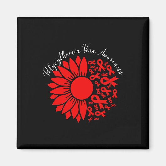 Polycythaemia Vera-Bewusstsein Rote Sonnenblume Mp Magnet (Vorne)