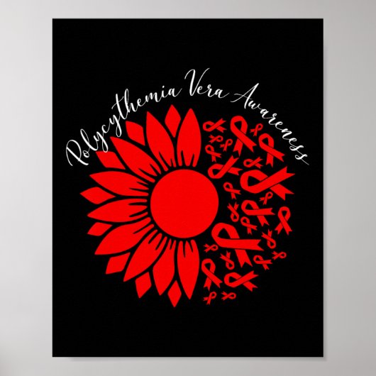 Polycythemia Vera Awareness Red Sunflower Mpn Bloo Poster (Vorne)