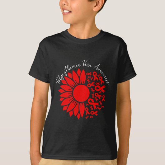 Polycythemia Vera Awareness Red Sunflower Mpn Bloo T-Shirt (Vorderseite)