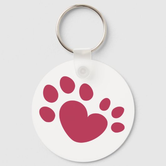 Polydactyl Cat Paw Print Heart Schlüsselanhänger (Vorderseite)