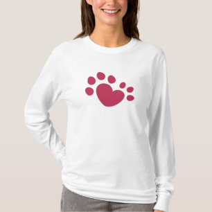 Polydactyl Katzen-Tatzen-Druck-Herz T-Shirt