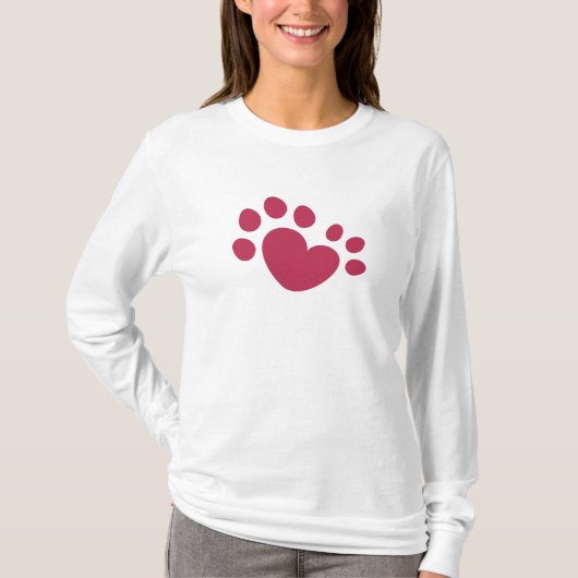 Polydactyl Katzen-Tatzen-Druck-Herz T-Shirt (Vorderseite)
