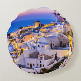 Polyester-Rundwurfpilz Oia mit benutzerdefinierter Rundes Kissen