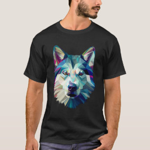 Polygon Abstrakt Geometric Siberian Husky Poly Art T-Shirt