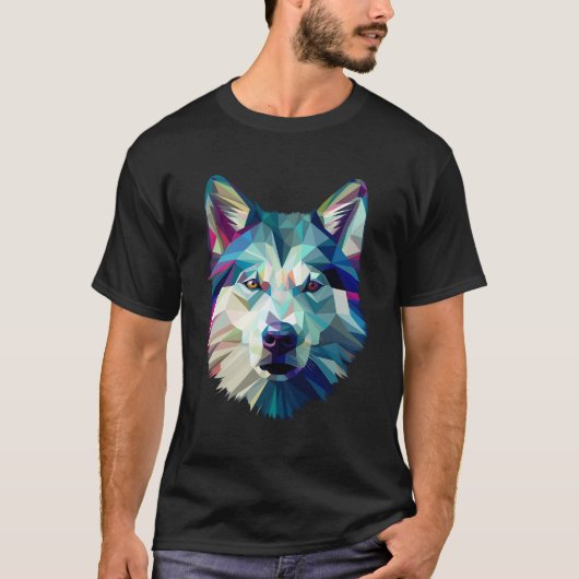 Polygon Abstrakt Geometric Siberian Husky Poly Art T-Shirt (Vorderseite)