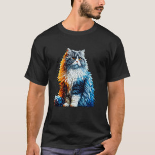 Polygon-Art Britisch Langhaar Katze Highland Strai T-Shirt