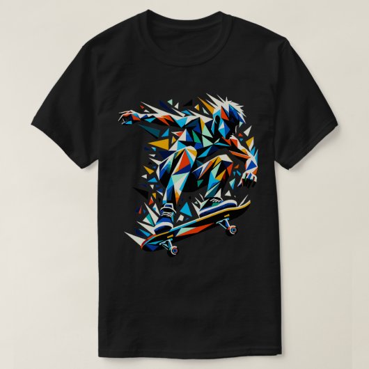 Polygon Art Skateboarder Skateboard Skateboard Ska T-Shirt (Design vorne)