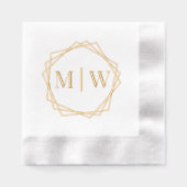 Polygon Bride Groom Wedding 2 Initial Monogram Servietten Mit Folie (Vorderseite)