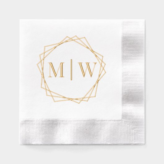 Polygon Bride Groom Wedding 2 Initial Monogram Servietten Mit Folie (Vorderseite)