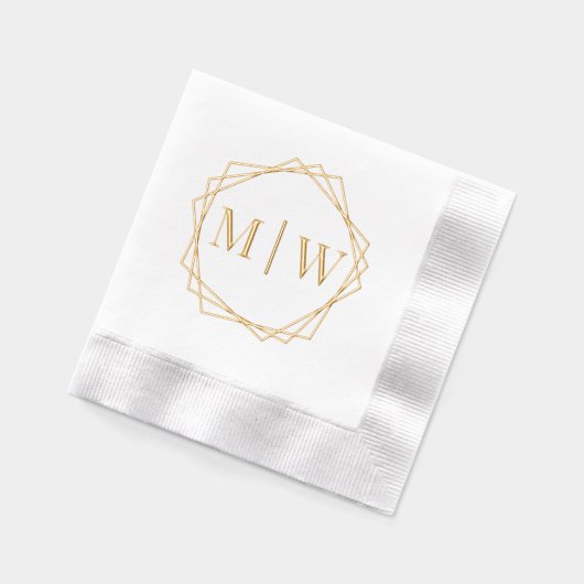 Polygon Bride Groom Wedding 2 Initial Monogram Servietten Mit Folie (Links)