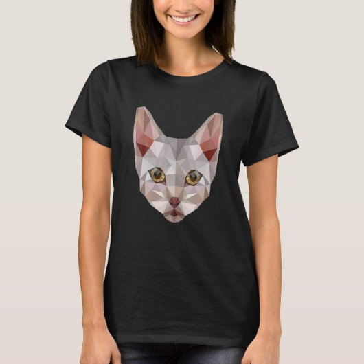 Polygon Cat Geometric Kitten Katzenmama T-Shirt (Vorderseite)