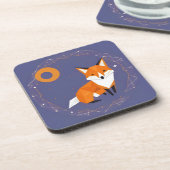 Polygon Fox Illustration mit Himmelsverzierung Getränkeuntersetzer (Linke Seite)
