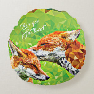 Polygon Fox Parent and Child Rounded Kissen