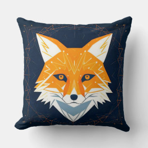 Polygon Fuchs Illustration mit himmlischem Ornamen Kissen