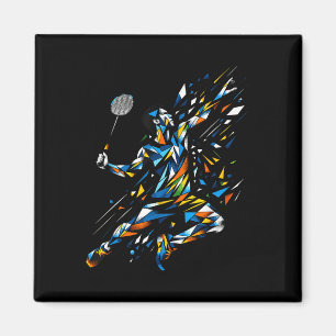 Polygon Kunst Badminton Spieler Shuttle Badmintone Magnet
