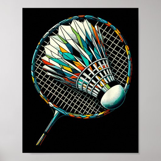 Polygon-Kunst-Badminton-Spieler-Shuttle-Badmintons Poster (Vorne)