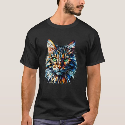 Polygon-Kunst Bengal-Katze T-Shirt (Vorderseite)