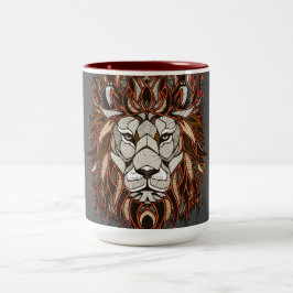 Polygon Lion | Farblich Zeichnend | Lion Coffee Ta Zweifarbige Tasse