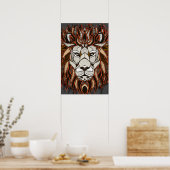 Polygon Lion | Farblich Zeichnend | Lion Poster (Küche)