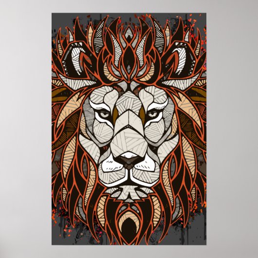 Polygon Lion | Farblich Zeichnend | Lion Poster (Vorne)