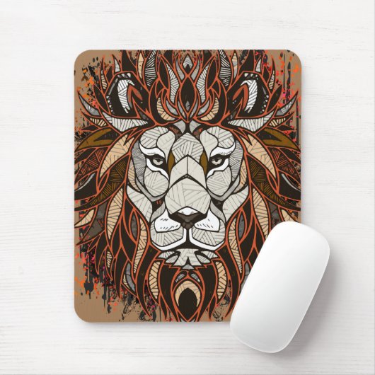 Polygon Lion Mousepad | Farblich Zeichnend | Löwe (Mit Mouse)
