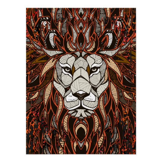 Polygon Lion Poster Glossy - Farbenfrohe Kunst Zei (Vorderseite)