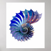 Polygon Mosaic Nautilus Muschel Blau & Lila Poster (Vorne)