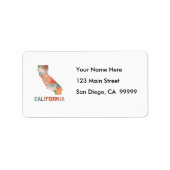 Polygon Mosaik Staat Karte KALIFORNIEN Adressaufkleber (Vorne)