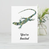 Polygon Mosaikgrüne Eidechse Einladung (Stehend Vorderseite)