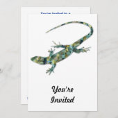 Polygon Mosaikgrüne Eidechse Einladung (Vorne/Hinten)