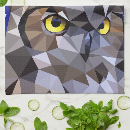 Polygon Owl und Starry Night Sky Handtuch (Gefaltet)