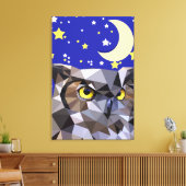 Polygon Owl und Starry Night Sky Leinwanddruck (Insitu (Wohnzimmer))