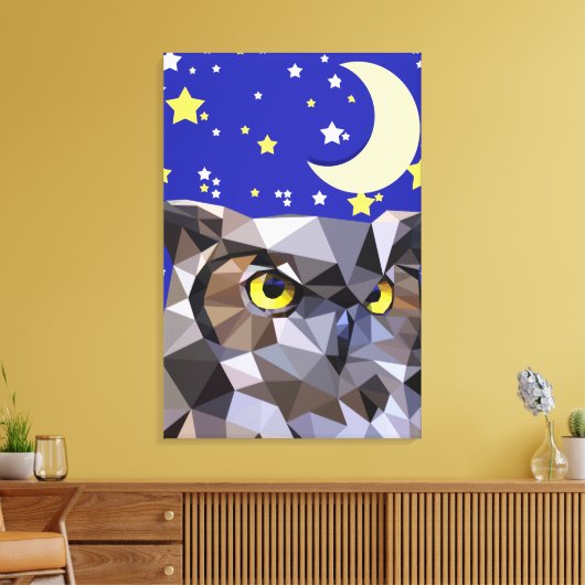 Polygon Owl und Starry Night Sky Leinwanddruck (Insitu (Wohnzimmer))