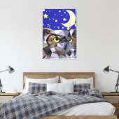Polygon Owl und Starry Night Sky Leinwanddruck (Insitu (Schlafzimmer))