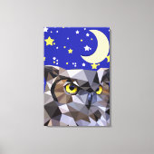 Polygon Owl und Starry Night Sky Leinwanddruck (Vorderseite)