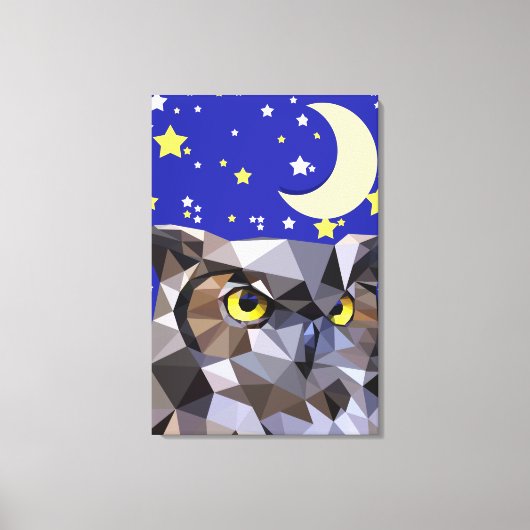 Polygon Owl und Starry Night Sky Leinwanddruck (Vorderseite)