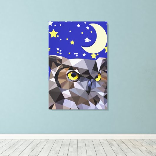 Polygon Owl und Starry Night Sky Leinwanddruck (Insitu (Holzboden))