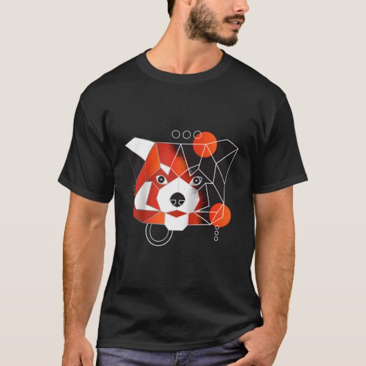 Polygon Red Panda Minimal Baseball T-Shirt (Vorderseite)