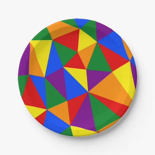 Polygon-Regenbogenmuster Pappteller (Vorderseite)