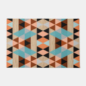 Polygon Squares Triangle Wood Tribal Mosaik Art Fußmatte (Vorderseite)