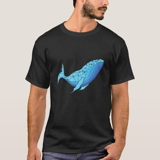 Polygon Whale Dolphin Triangle Art T-Shirt (Vorderseite)