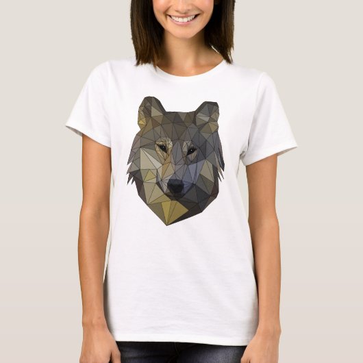 Polygon Wolf dreieckige Mosaik Formen Polyart T-Shirt (Vorderseite)
