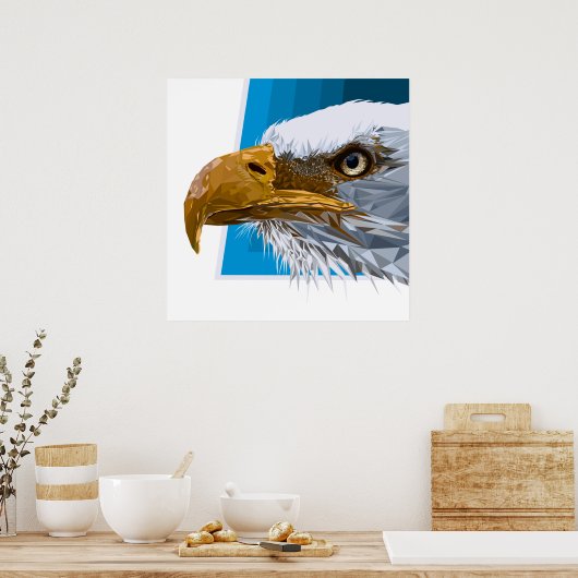 Polygonadler mit blauem Hintergrund Poster (Küche)