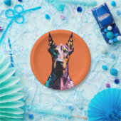 Polygonal Doberman Portrait Pappteller (Party)