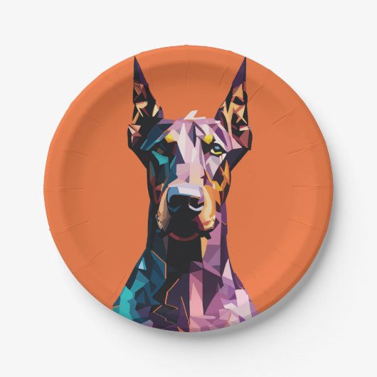 Polygonal Doberman Portrait Pappteller (Vorderseite)