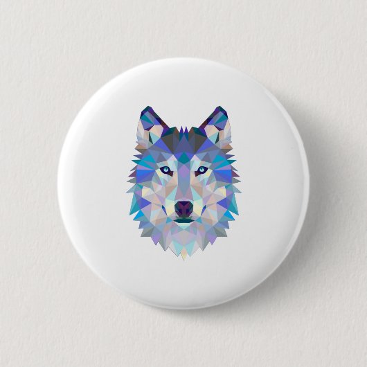 Polygonal geometric wolf head button (Vorderseite)