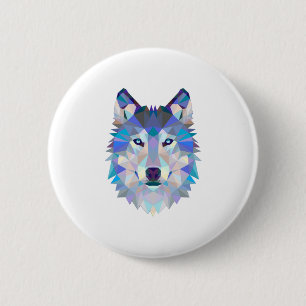Polygonal geometric wolf head button