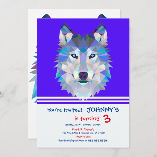 Polygonal geometric wolf head einladung (Vorne/Hinten)